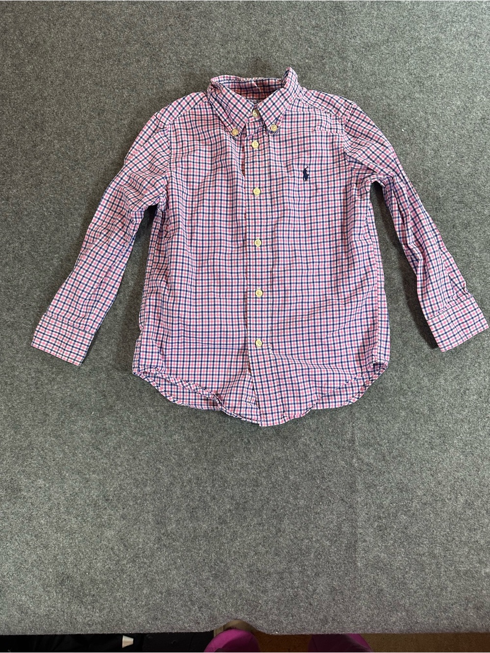Ralph Lauren Pink & Blue Plaid Button-Down Shirt for Kids
